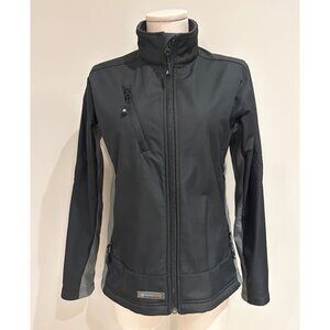 Fleece Lined Jacket Womans Size M Black and Grey Full Zip Hiking Outdoors